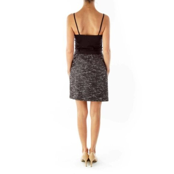 BANANA REPUBLIC Mottled Mini Skirt Sz 8 Black White - Picture 4 of 9